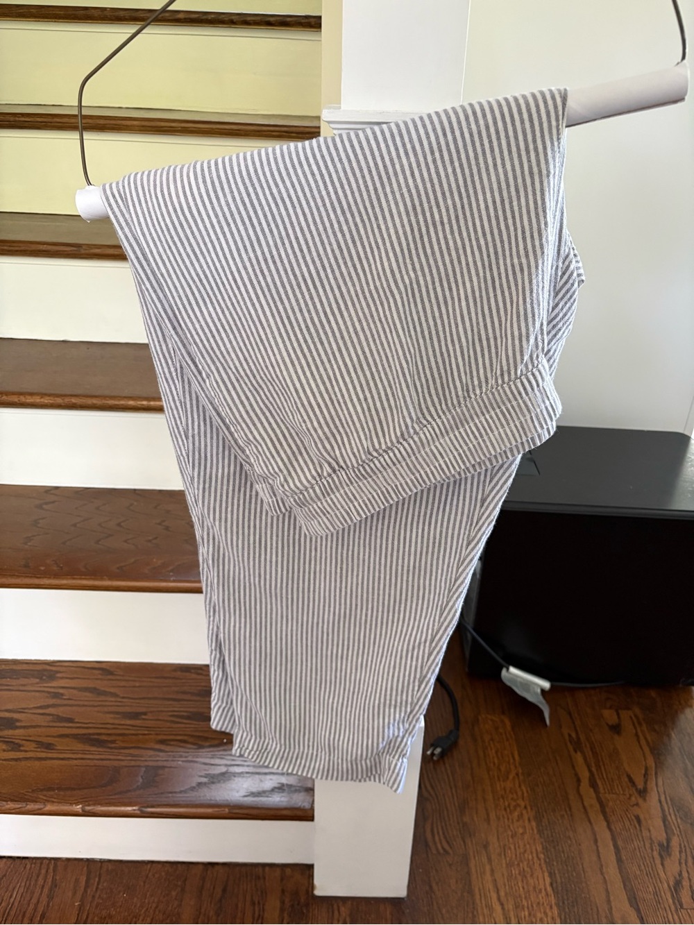 Old Navy Linen blend gray striped wide leg pants